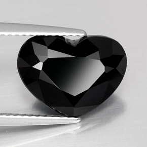 5.32 ct Black Tourmaline Stone, Natural Tourmaline in Heart Facet Shape for Sale