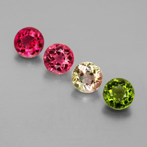 1.82 ct Multicolor Tourmaline Gemstone, Tourmaline Gem in Round Facet Shape for Sale.