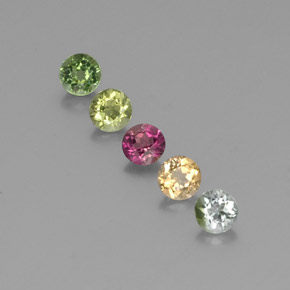 1.48 ct Multicolor Tourmaline Gemstone, Tourmaline Gem in Round Facet Shape for Sale.