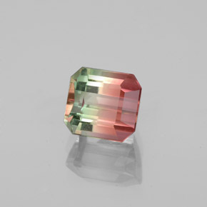 1.50 ct Bi-color Tourmaline Stone, Natural Tourmaline in Octagon Facet Shape for Sale