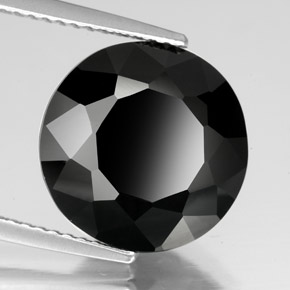 7.35 ct Black Tourmaline Stone, Natural Tourmaline in Round Facet Shape for Sale