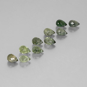 5.67 ctw Green Tourmaline Stones, Natural Tourmaline in Briolette with Hole Shape for Sale