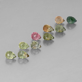 5.94 ctw Multicolor Tourmaline Stones, Natural Tourmaline in Briolette with Hole Shape for Sale