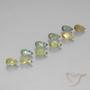 5.85 ctw Multicolor Tourmaline Stones, Natural Tourmaline in Briolette with Hole Shape for Sale