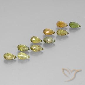 4.90 ctw Multicolor Tourmaline Stones, Natural Tourmaline in Briolette with Hole Shape for Sale