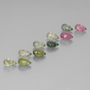 7.04 ctw Multicolor Tourmaline Stones, Natural Tourmaline in Briolette with Hole Shape for Sale
