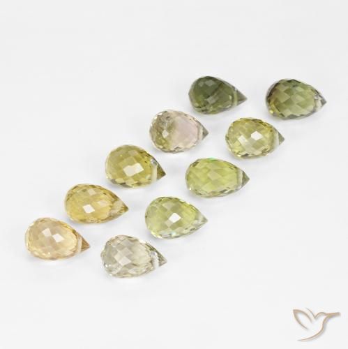 6.53 ctw Multicolor Tourmaline Stones, Natural Tourmaline in Briolette with Hole Shape for Sale