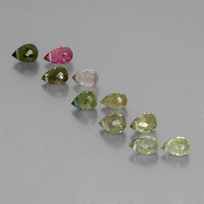 3.71 ctw Multicolor Tourmaline Gemstones, Tourmaline Gems in Briolette with Hole Shape for Sale.