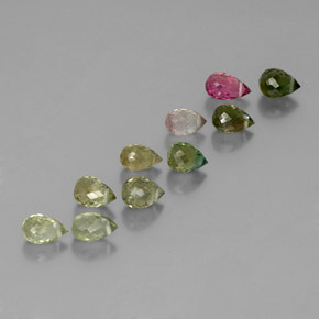 3.71 ctw Multicolor Tourmaline Stones, Natural Tourmaline in Briolette with Hole Shape for Sale