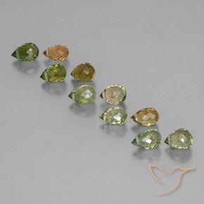 4.37 ctw Multicolor Tourmaline Gemstones, Tourmaline Gems in Briolette with Hole Shape for Sale.