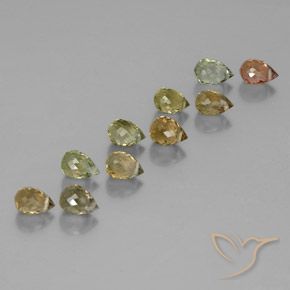 4.30 ctw Multicolor Tourmaline Stones, Natural Tourmaline in Briolette with Hole Shape for Sale