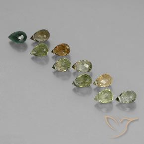 Lot de 10pc Tourmaline s Multicolore briolette with hole du Mozambique - Poids total 6,36 ct / moyenne 0,64 ct chaque, taille 6,2x3,9 mm, couleur : Multicolore, dureté de Mohs 7 à 7.5 convient aux bijoux de tous les jours, pierre de sagesse, Pierre réceptive, Photo A