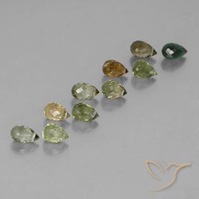 6.36 ctw Multicolor Tourmaline Stones, Natural Tourmaline in Briolette with Hole Shape for Sale