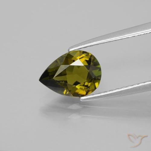 Greenish Brown Tourmaline Gem - 1.2ct Pear Facet (ID: 388840)