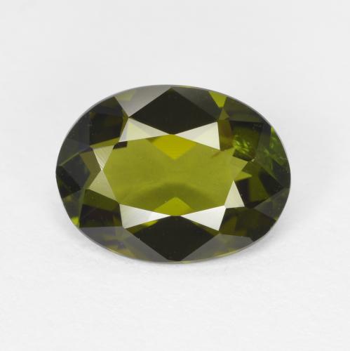 Earthy Green Турмалин Камень - 1.3ct Фасетный Овал (ID: 388846)