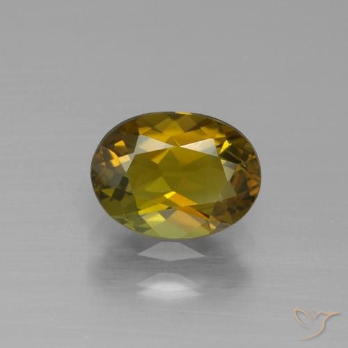 Greenish Golden Brown Tourmaline Gem - 1.1ct Oval Facet (ID: 390122)