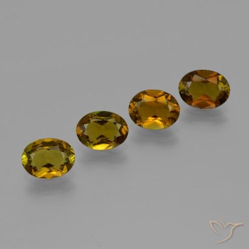 3.43 ctw Golden Tourmaline Gemstones, Tourmaline Gems in Oval Facet Shape for Sale.