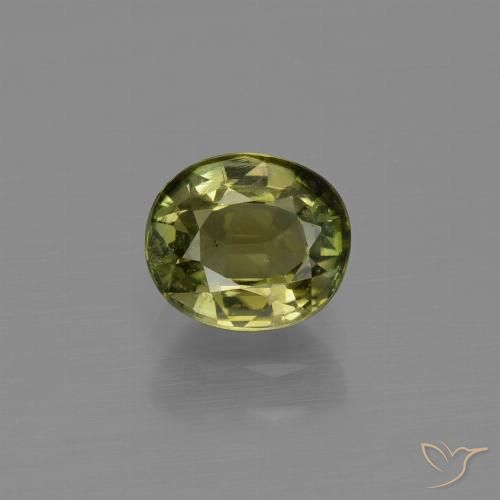 Greenish Golden Brown Tourmaline Gem - 1.1ct Oval Facet (ID: 413150)
