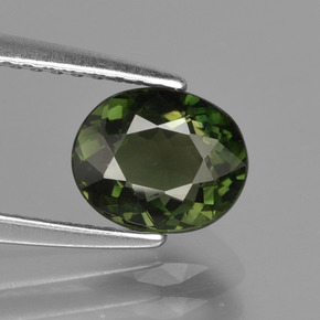 Dark Earthy Green Tourmaline Gem - 1.1ct Oval Facet (ID: 413272)