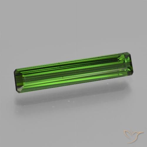 Tourmaline verte en vrac de 1,91 ct, coupe octogonale de 17,6 x 3,5 mm du Mozambique, Photo A