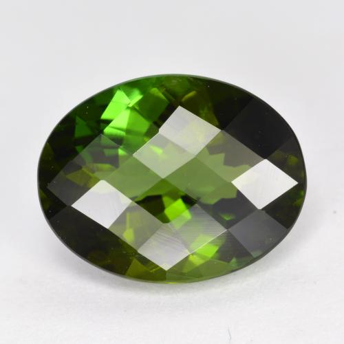 Forest Green Tourmaline Gem - 5ct Oval Checkerboard (ID: 416462)
