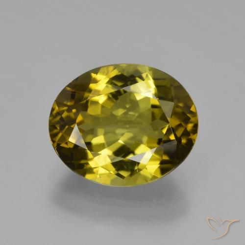 3.36ct Oval Facet Green Tourmaline from Mozambique, Dimension 10.8 x 8.9mm, Natural untreated Gemstone, VS-SI Clarity, 1 piece Tourmaline in Earthy Green Color, Mohs Hardness of 7 - 7.5 suitable for daily wear jewelry, Libra Zodiac Stone, Photo A