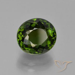 3.51 ct Green Tourmaline Stone, Natural Tourmaline in Oval Portuguese-Cut Shape for Sale