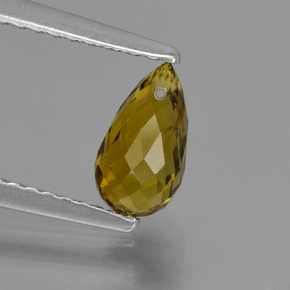 0.9ct Briolette with Hole Golden Green Tourmaline Gem for sale 0.9ct Briolette with Hole Golden Green Tourmaline Gem (ID: 426189)
