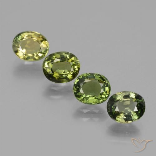 Medium Light Green Турмалин Камень - 0.9ct Фасетный Овал (ID: 434355)
