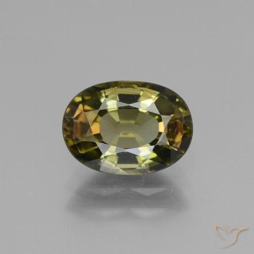 grünlich-braun Turmalin Edelstein - 1.9ct Oval facettiert (ID: 446444)