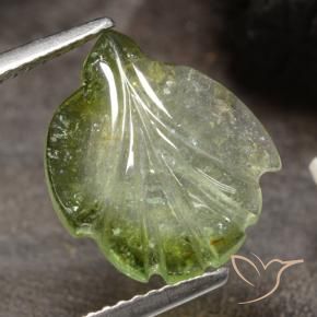 4.09 ct Green Tourmaline Stone, Natural Tourmaline in Carved Leaf Shape for Sale