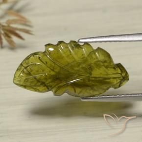 4.75 ct Green Tourmaline Stone, Natural Tourmaline in Carved Leaf Shape for Sale