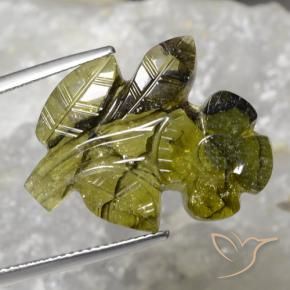 13.81 ct Green Tourmaline Stone, Natural Tourmaline in Carved Flower Shape for Sale