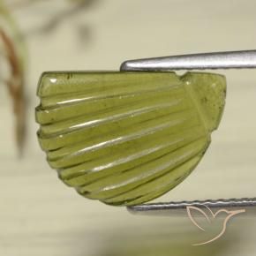 3.33 ct Green Tourmaline Stone, Natural Tourmaline in Carved Shell Shape for Sale