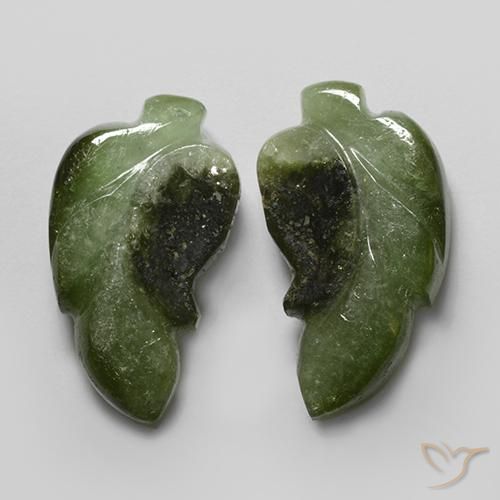 11.45 ctw Green Tourmaline Stones, Natural Tourmaline in Carved Leaf Shape for Sale