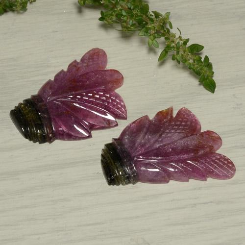 65.90 ctw Bi-color Tourmaline Stones, Natural Tourmaline in Carved Flower Shape for Sale