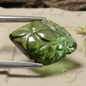 Tourmaline Gemstone in 15.3 x 11.7 mm Size for Sale, Tourmaline Stone in Medium-Dark Green Color