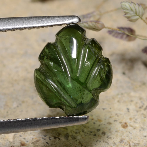 Dark Earthy Green Турмалин Камень - 2ct Фигурка лист (ID: 474321)