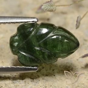 2.75 ct Green Tourmaline Stone, Natural Tourmaline in Fantasy Carved Leaf Shape for Sale