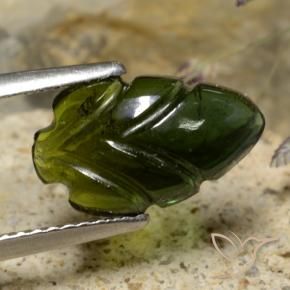 2.02 ct Green Tourmaline Stone, Natural Tourmaline in Fantasy Carved Leaf Shape for Sale