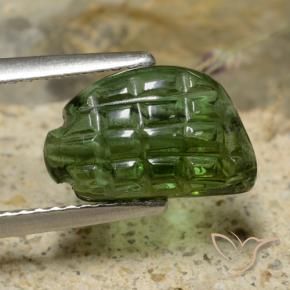 2.43 ct Green Tourmaline Stone, Natural Tourmaline in Fancy Fantasy Carving Shape for Sale