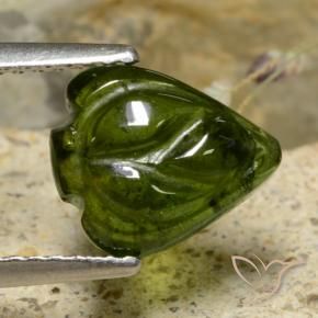 2.01 ct Green Tourmaline Stone, Natural Tourmaline in Fantasy Carved Leaf Shape for Sale