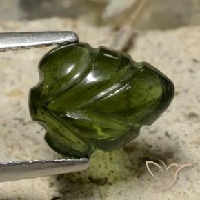 2.29 ct Green Tourmaline Stone, Natural Tourmaline in Fantasy Carved Leaf Shape for Sale