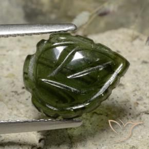 2.90 ct Green Tourmaline Stone, Natural Tourmaline in Fantasy Carved Leaf Shape for Sale