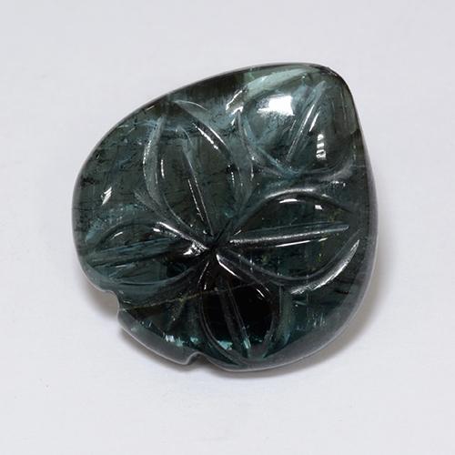 9.1ct Fantasy Carved Leaf Blue Tourmaline Gem for sale 9.1ct Fantasy Carved Leaf Blue Tourmaline Gem (ID: 475307)