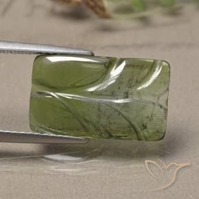 4.97 ct Green Tourmaline Stone, Natural Tourmaline in Fantasy Carved Leaf Shape for Sale