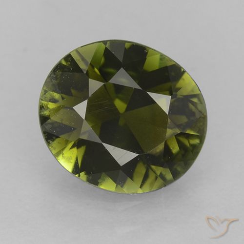 Темно-зеленый Турмалин Камень - 1.1ct Фасетный Овал (ID: 501541)