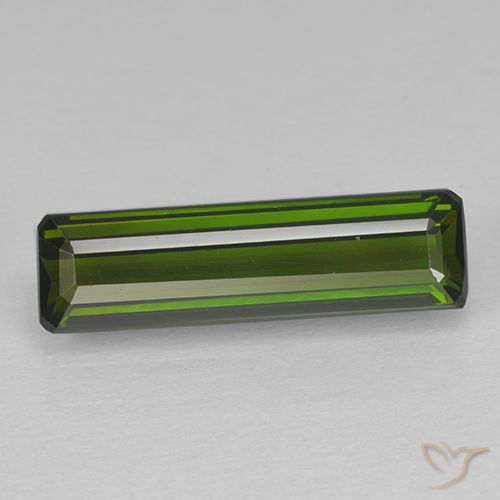 2.63ct Natural Dark Earthy Green Tourmaline, Emerald Cut, VVS-VS