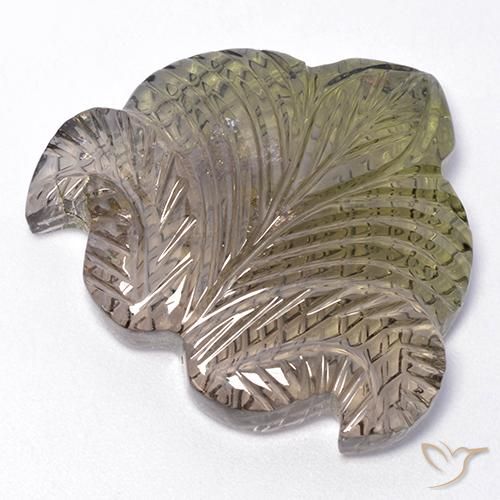 38.72 ct Bi-color Tourmaline Stone, Natural Tourmaline in Carved Leaf Shape for Sale