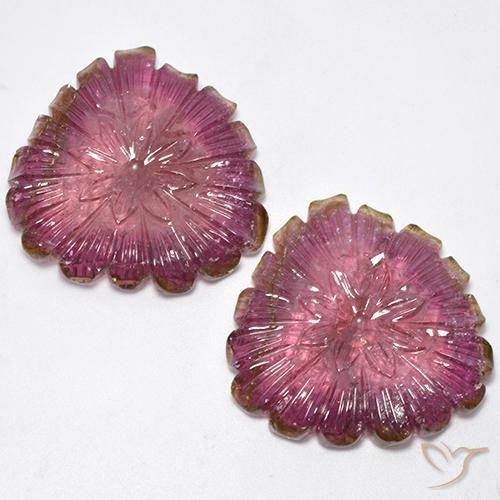 77.16 ct Loose Bi-color Tourmaline, 33.6 x 33.3 mm Carved From Mozambique, Photo A